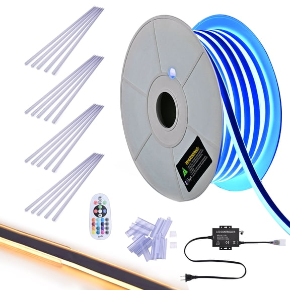 DELight Outdoor Waterproof 100 Feet LED Neon Rope Light Clear U Channels AC 110-120V Multi-color(16) DSL003