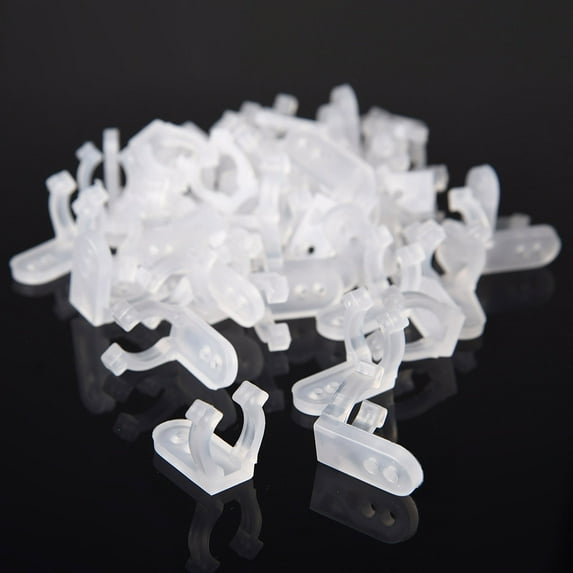 DELight 100pcs 1/2" 13mm Clear PVC LED Rope Light Holder Wall Mounting Clips Accessories Acc Standard Size