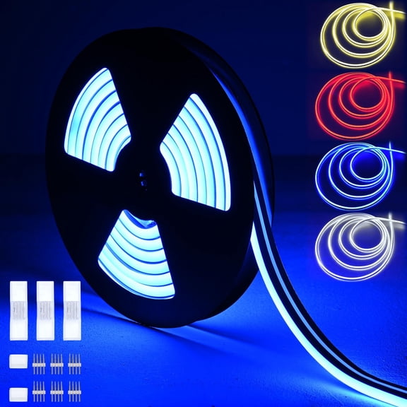 DELight 10FT RGB Neon Rope Lights AC 110V IP65 Waterproof Cuttable Dimmable Flexible LED Strip Lights DIY Decor DEL-D10R