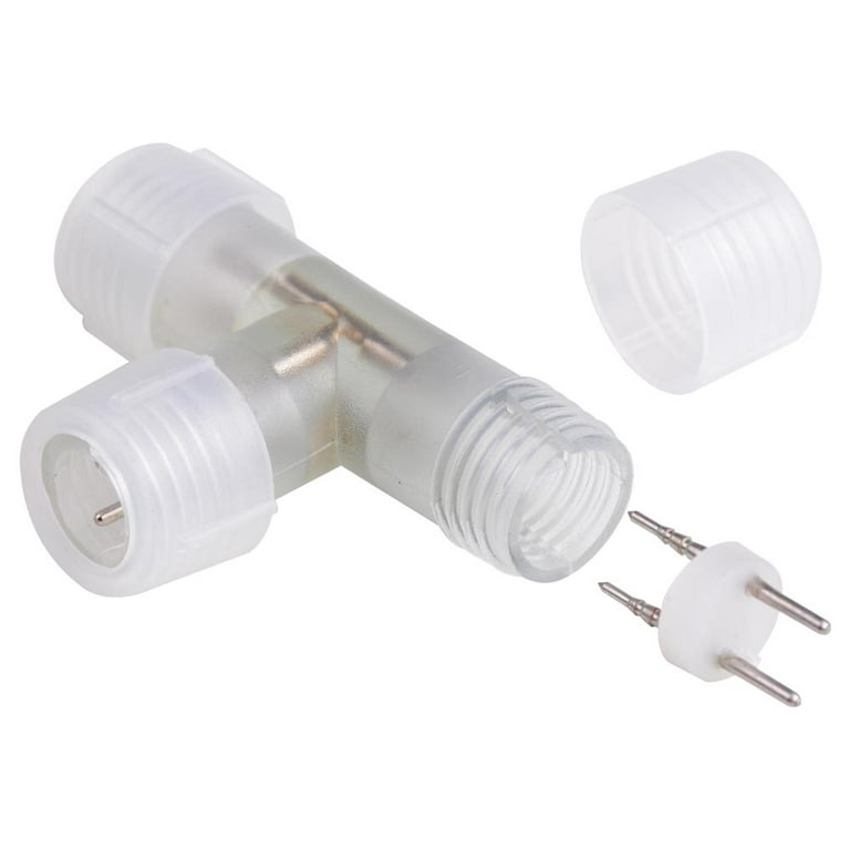 DELight 10pcs 1/2 T Type PVC Splice Connector with Pins for 2 Wire  Flexible LED Rope Light Accessories ACC 