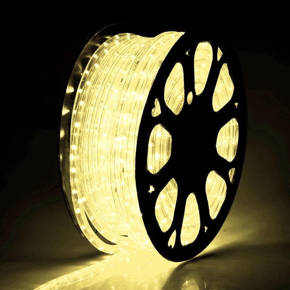 DELight 150ft Warm White 2 Wire LED Rope Light Outdoor Home Holiday Valentines Party Restaurant Cafe Decor
