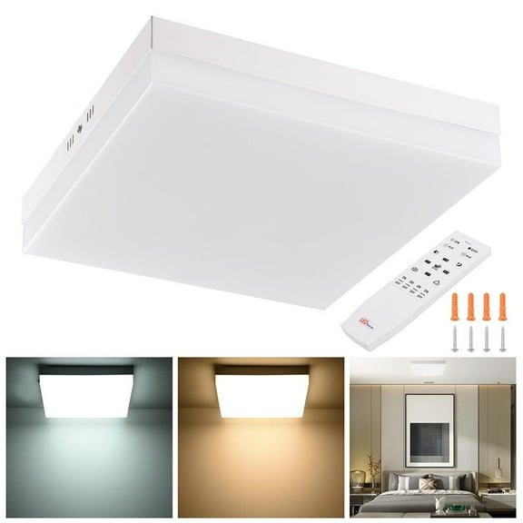 DELight 36W 11" Dimmable LED Ceiling Light Square Flush Mount Remote Control Lamp 3000 to 6000K