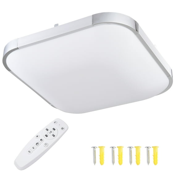 DELight 36W 15" Modern Dimmable LED Ceiling Light Square Aluminum Flush Mount Remote Control Bedroom Living Room