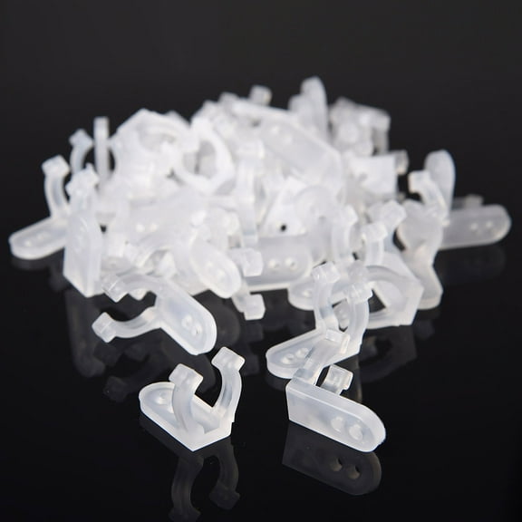 DELight 50pcs 1/2" 13mm Clear PVC LED Rope Light Holder Wall Mounting Clips Accessories Acc Standard Size