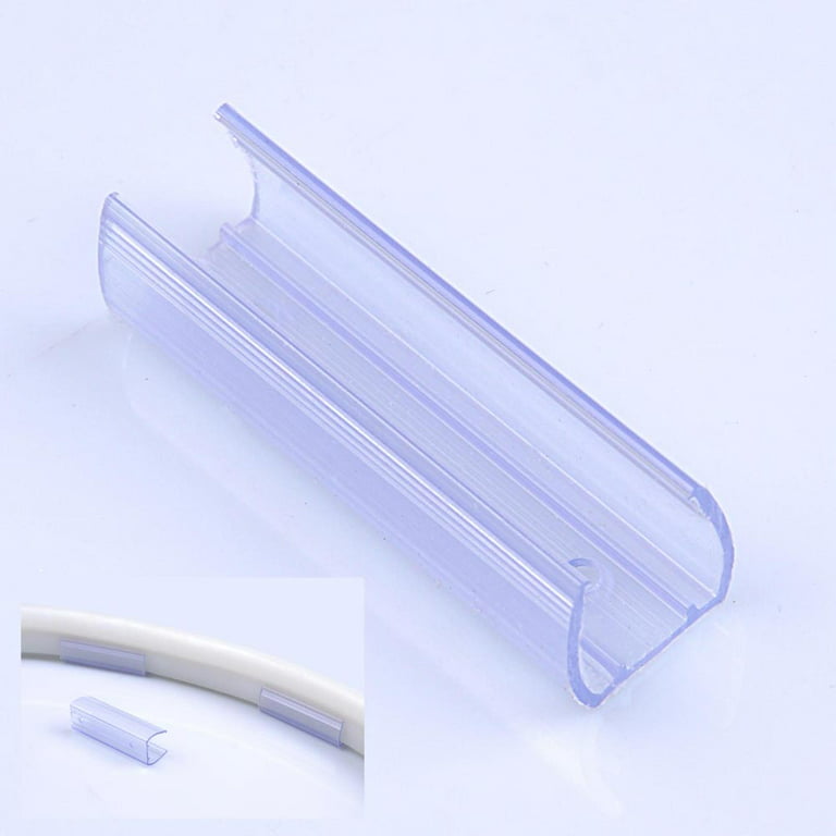 DELight 50pcs 2 Channel Mounting Holder Accessories Clear PVC ACC for  9/16 LED Neon Flex Strip Light 8' Total Length
