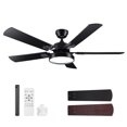thumbnail image 1 of DELight 52" Ceiling Fan with Light, Remote Control, 3 Color Temperature 6 Speeds DC Reversible Motor, Timing, Dimmable for Livingroom Bedroom Black, 1 of 13