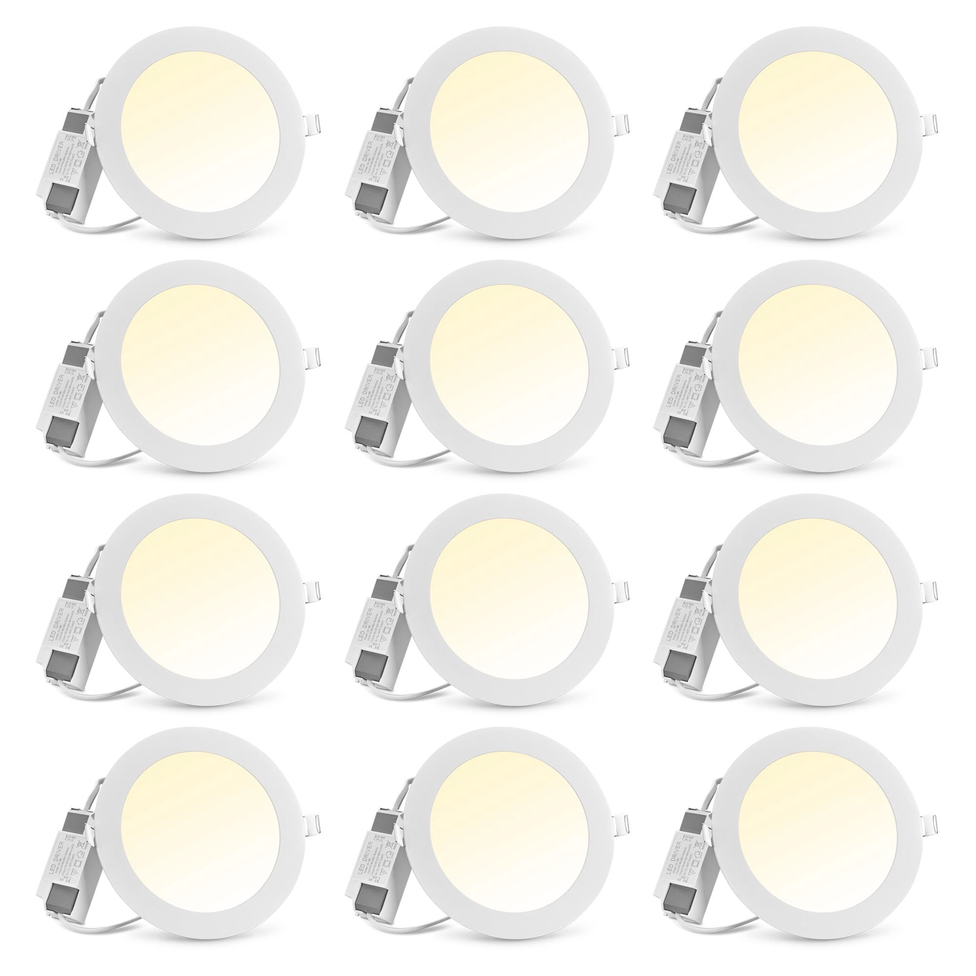 DELight 6 inch Ultra-Thin LED Recessed Light, Canless 3CCT Downlight ...