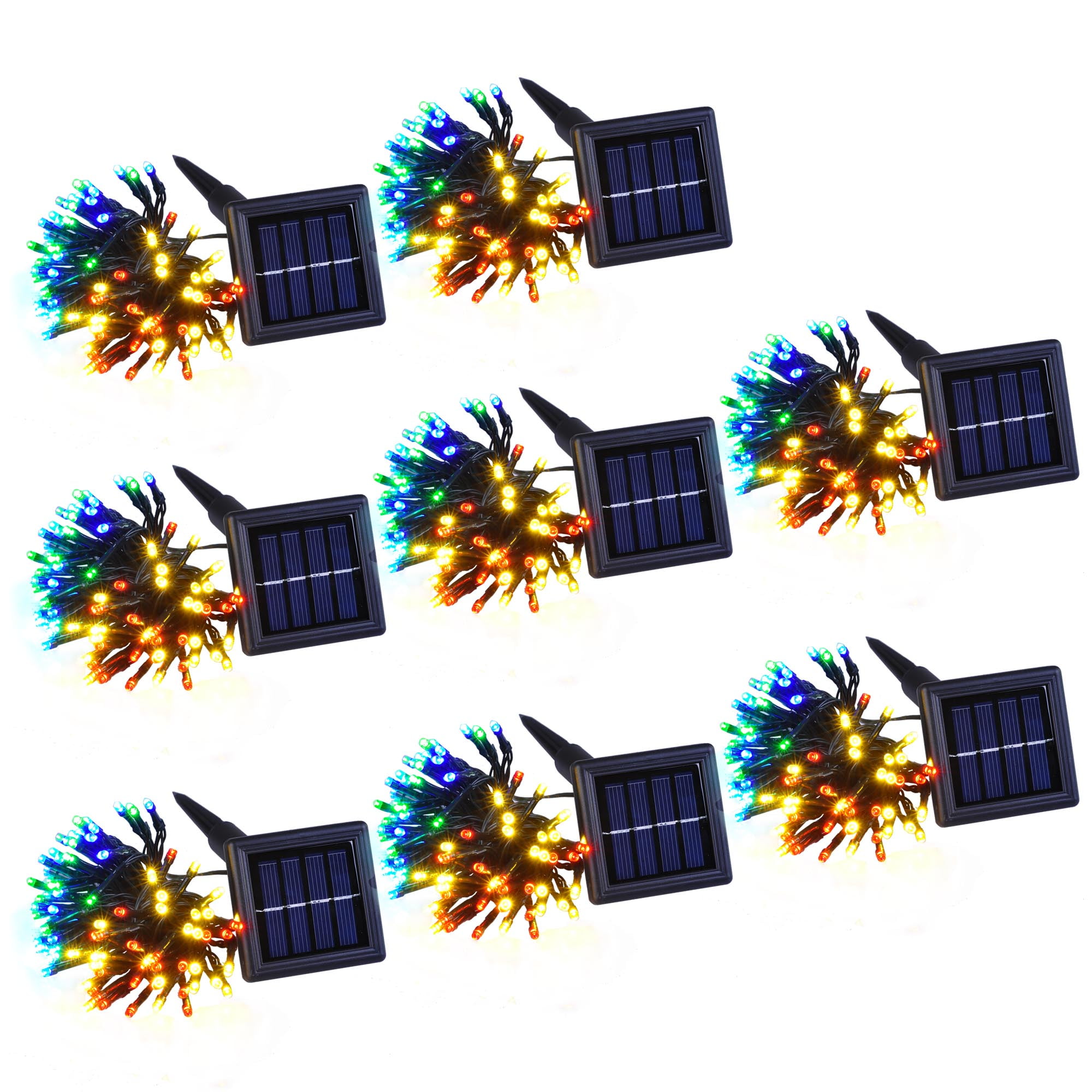 DELight 8 Pcs Solar String Lights 36FT 100 LED Waterproof RYBG Solar