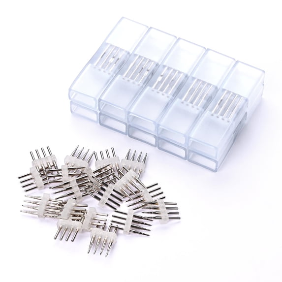 DELight 10 Pieces 4 Wire Splice Connector I Shape for DELight Multi-color(16) LED Neon Rope Light DSL003