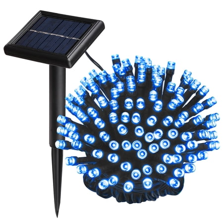 DELight Solar String Lights 36FT 100 LED Waterproof Blue Solar Xmas Lights Outdoor Decoration for Wedding Party Garden Tree Yard