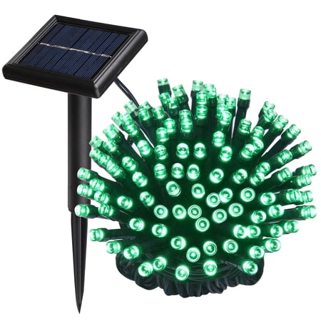 DELight Solar String Lights 36FT 100 LED Waterproof Green Solar Xmas Lights Outdoor Decoration for Wedding Party Garden Tree Yard
