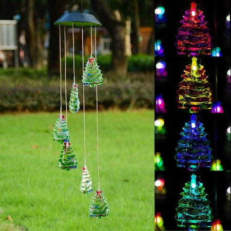 DELight Solar Wind Chime LED Hanging Lights Outdoor Yard Camping Party Decor Christmas Tree Xmas Gifts Color Changing Night Lamp