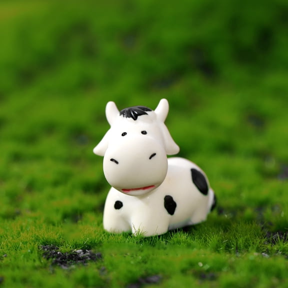 DEMACRIO 10Pcs Resin Miniature Cow Figurine for Indoor and Outdoor Decor Fairy Garden Style Tiny Cows