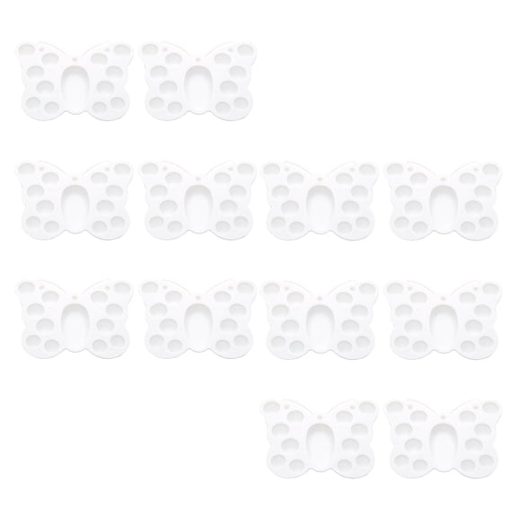 DEMACRIO 12Pcs Painting Color Mixing Plate Butterfly Shaped White Plastic for and Sketching