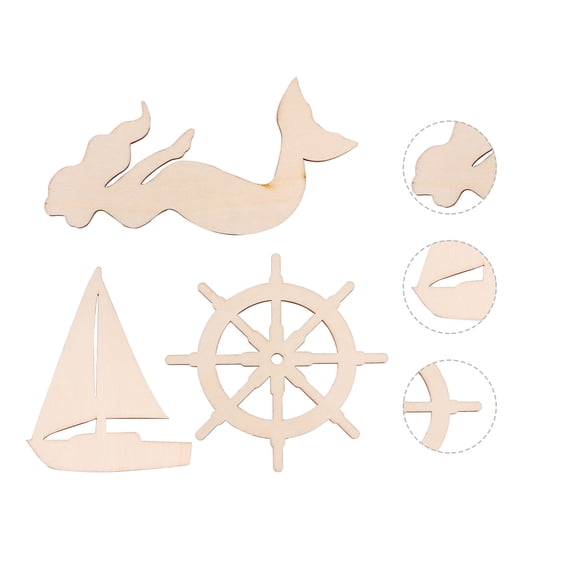 DEMACRIO 18 Pcs Wood Nautical Boat Ornament Unfinished Wood Pieces for Hand Painting and Party Decoration