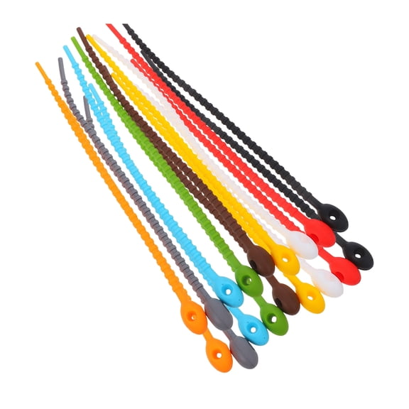 DEMACRIO 18pcs Silicone Cable Ties Reusable Self For Desk Organization Bbq And Vegetable Bundling Soft Strong Grip