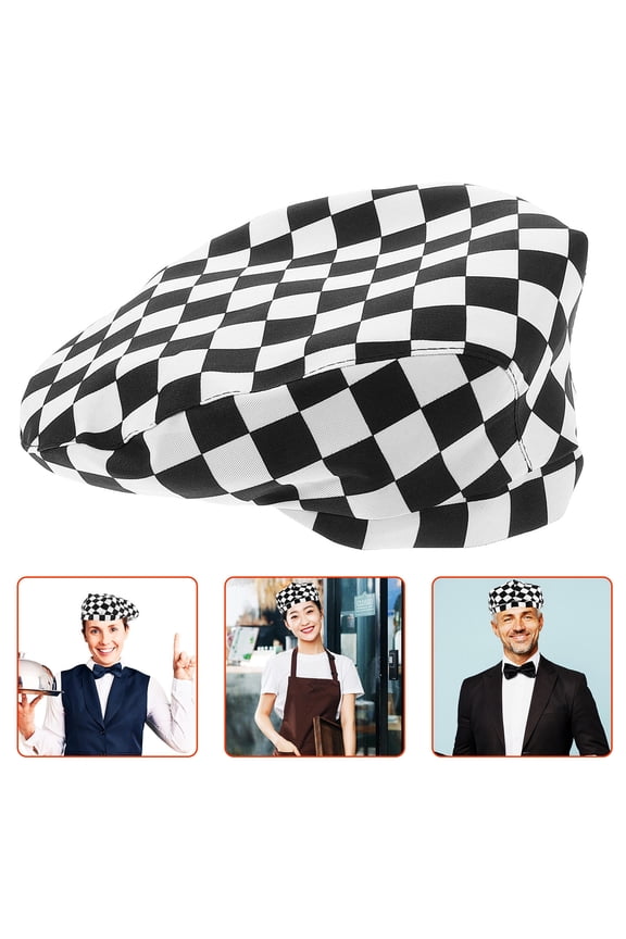 1Pcs Checkered Print Chef Hat Polyester Use Head Cover for Cooking