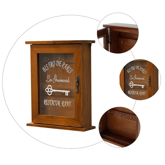 DEMACRIO 1Pcs Rustic Wood Key Box for Wall Mounting Home Decorative Use 9.82x8.25x2.28in