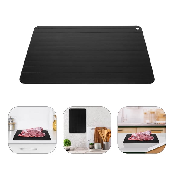 DEMACRIO 1Set Aluminum Defrosting Tray For Meat And Seafood Black Rectangle Quick Thawing Home Kitchen