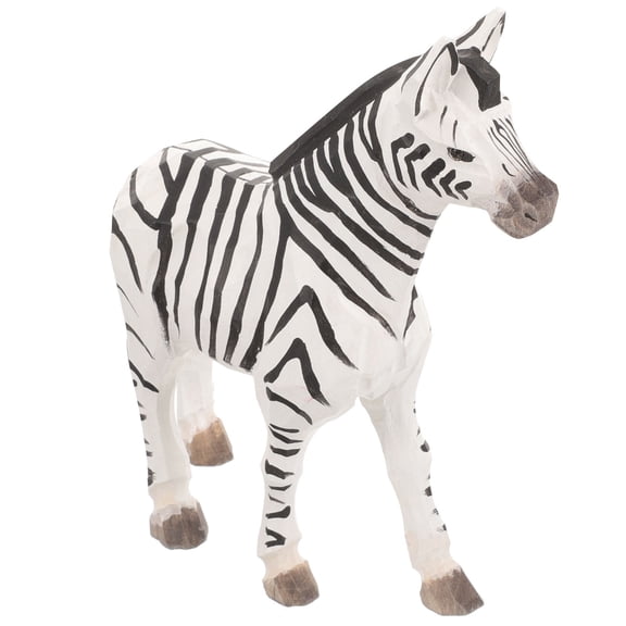DEMACRIO 1Set Zebra Statue Wooden Carved Figure 3D Zebra Shape 16x5.5in Home