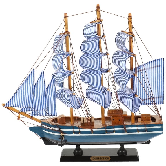 DEMACRIO 1Set Nautical Boat Tabletop Decoration Blue Wood Pirate For Office And Home