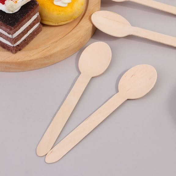 DEMACRIO 20Pcs Diy Spoon Wooden Spoons Beige Color Round Edges Long Handle For Soup And Cooking Children