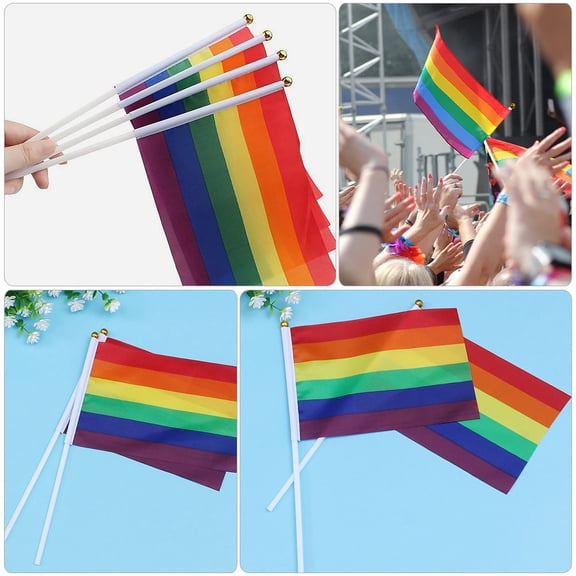 DEMACRIO 20Pcs Portable Flags Rainbow Assorted Color Pride Design Tabletop Decoration 11.8x8.3in