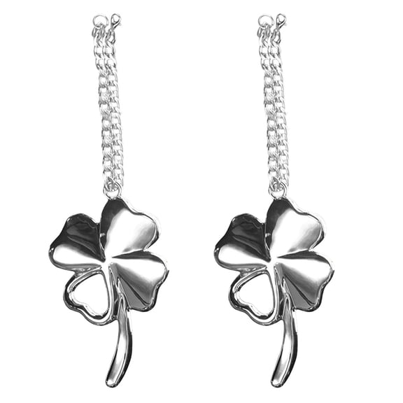 DEMACRIO Hanging Car Decor Silver Four Leaf Clover 2Pcs 14.2X3.3X2In