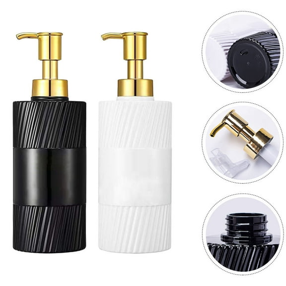 DEMACRIO 2Pcs Gold Farmhouse Shampoo Bottles Refillable Shower Gel Bottle For Adults Travel