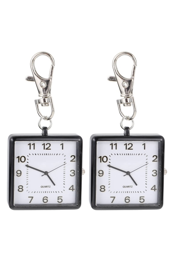 2Pcs Pocket Quartz Watch Simple Hanging Watch Portable Watch with Key Buckle