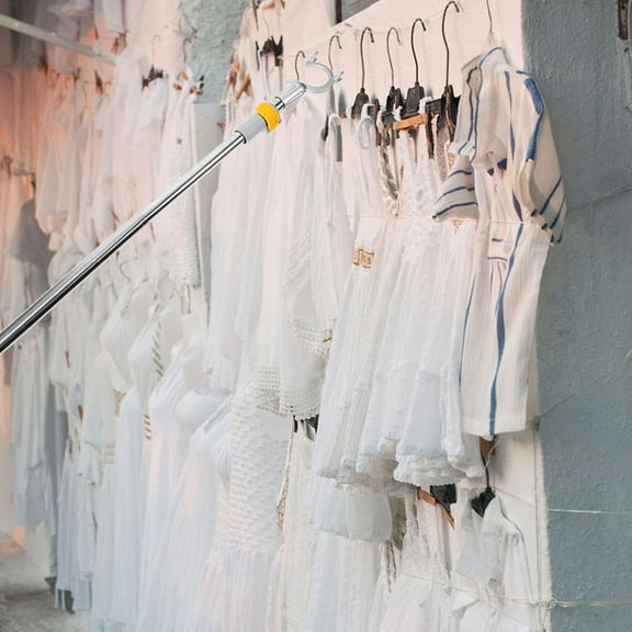 DEMACRIO 2pcs Telescopic Clothes Hook Pole Garment Reach Rod For Closet Hanging Easy Install For Clothes Plants