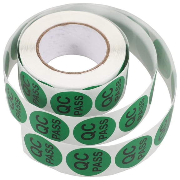 DEMACRIO 500Pieces Roll Green Round Coated Adhesive Sticker Qc Passed Stickers For Quality Control Processes