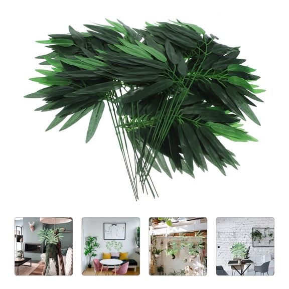 DEMACRIO 50Pcs Artificial Green Leaf Stems for Home Hotel Office and Garden Decoration 17.7X9.4X0.08In