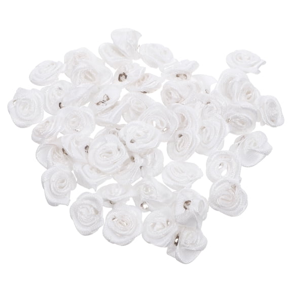 DEMACRIO 50 Pieces White Polyester Rosebud Hair Clips for Crafts, Costume Accessories, and Hair Styling Projects
