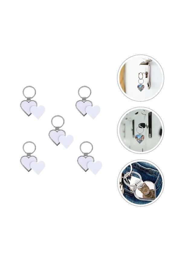5Pcs Heart Shaped Keyring Metal for Creating Custom Keychains with Photos