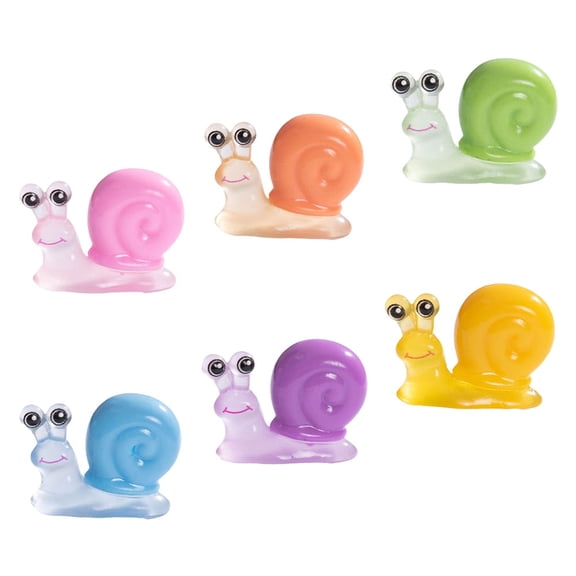 DEMACRIO 6Pcs Tiny Resin Animals Snail Figurines Glow-in-the-Dark for Home Decor 1.4x1x0.4in
