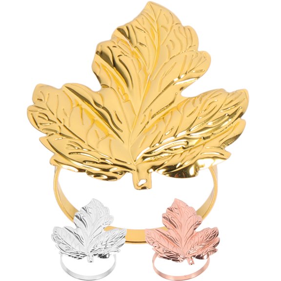 DEMACRIO Banquet Napkin Buckle Maple Leaf Design Metal Plating for Wedding Table Accessory 3Pcs