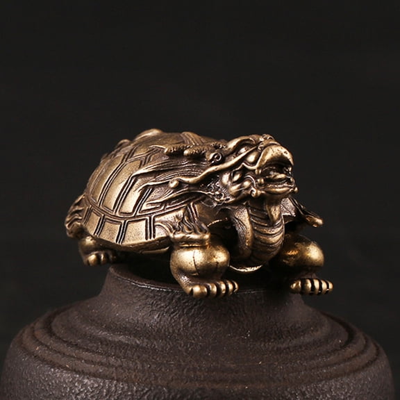 DEMACRIO Copper Dragon Turtle Statue 1Pcs for Good Luck and Prosperity in Dining Room