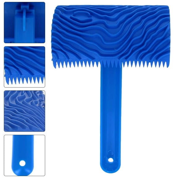 DEMACRIO Handheld Wood Texture Pattern Roller 1Pcs Blue Rubber Wood Grain Tool For DIY Decoration