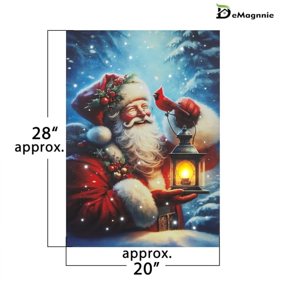 DEMAGNNIE LED Christmas Large Pictures with Timer - Lighted Canvas Wall Art Extra Large Back-lit LED 28"x20" Lighted Christmas Pictures - Cardinals Santa Portrait Framed Fiber Optic Decorations Gifts