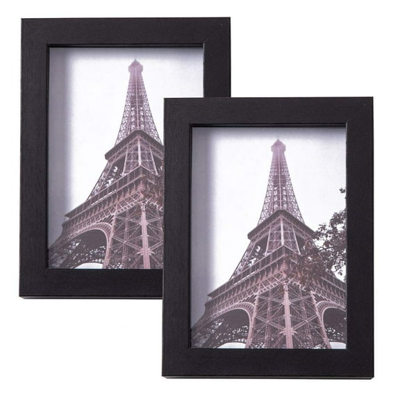 DEMAIKE 5x7 Shadow Box Frame 2-Pack Wood 3D Picture Frame with Glass Cover Display Case for Wall-Hanging or Free-Standing Picture Showcase, Black