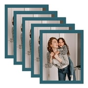 DEMAIKE 8x10 Glossy PVC Picture Frames for Table Top and Wall Mounting, Set of 5,Teal