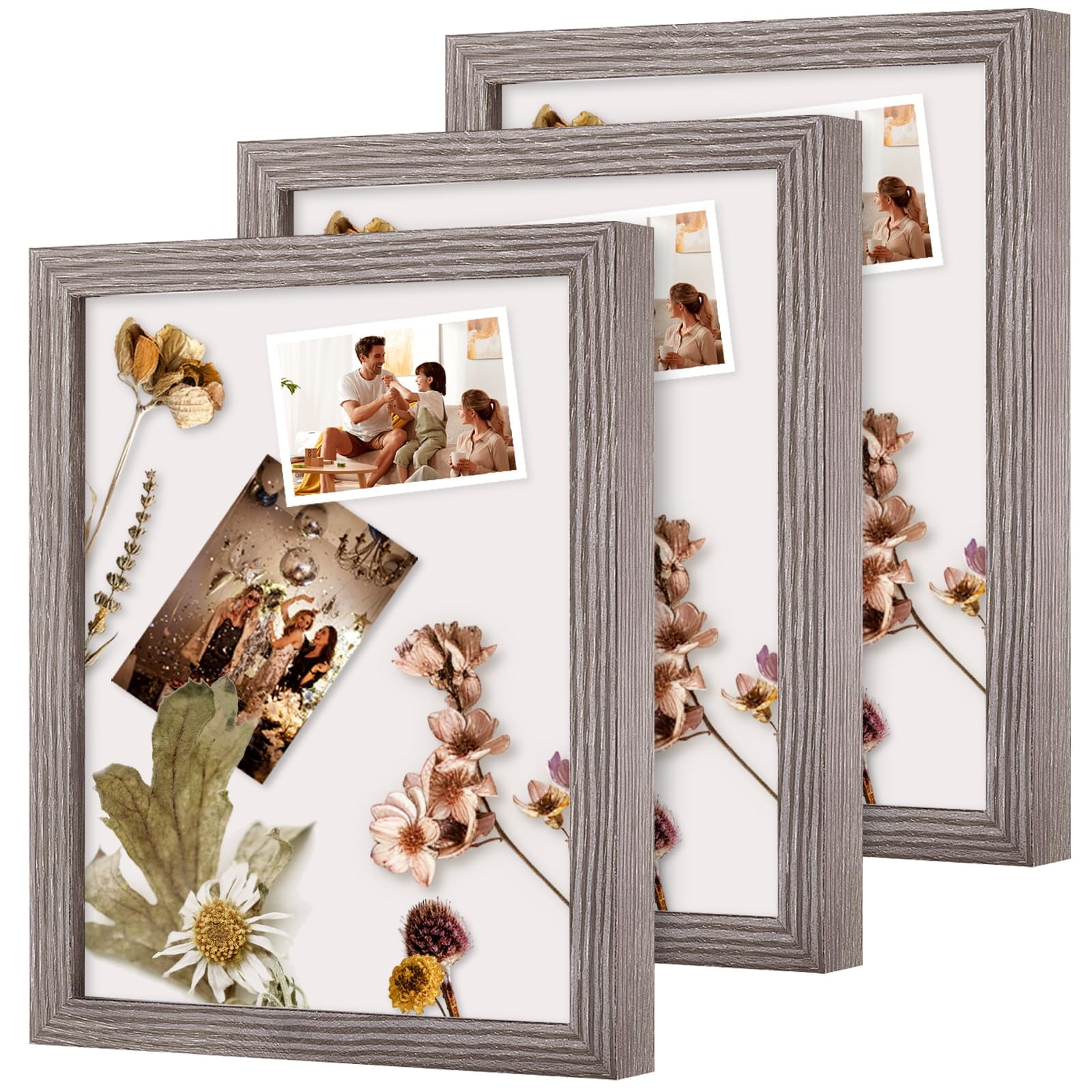 DEMAIKE 8x10 Shadow Box Frame Wood 3D Picture Frame wif Glass Cover ...