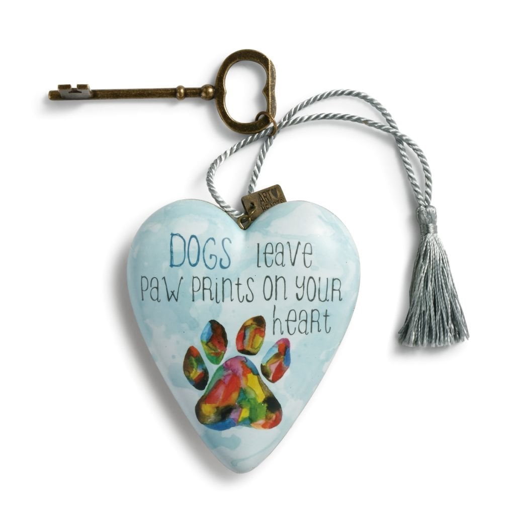 Heart-Shaped Resin Keepsake with Rainbow Paw Print Design