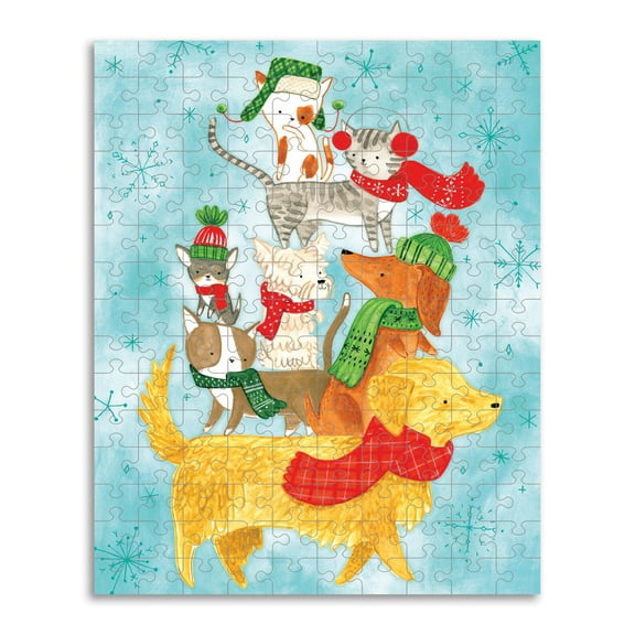 DEMDACO Best Friend's Dog and Cat Brown and Grey Boxed Holiday Puzzle 120 Piece