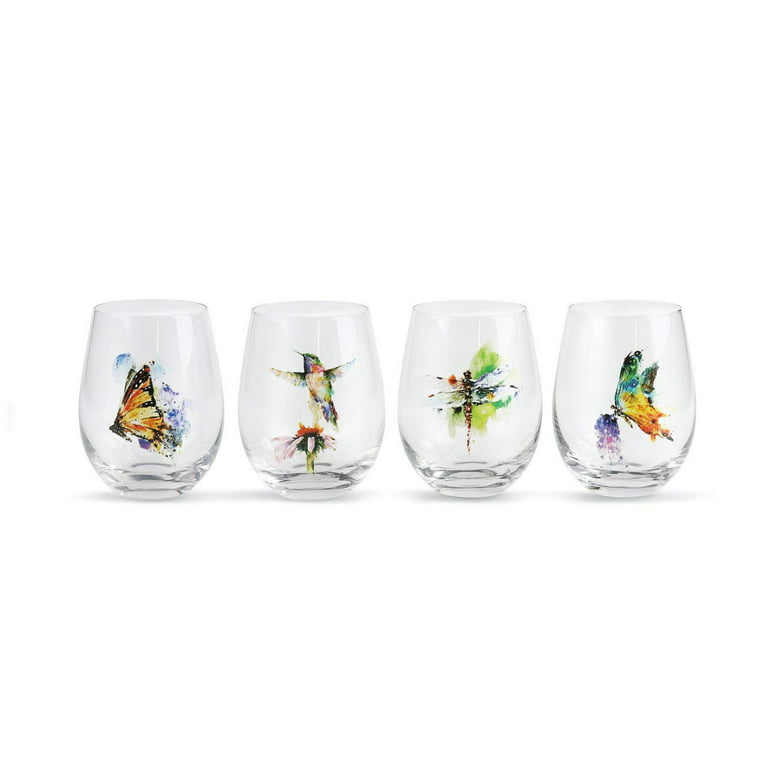 https://i5.walmartimages.com/seo/DEMDACO-Dean-Crouser-Nature-Butterfly-Hummingbird-Dragonfly-Watercolor-On-Clear-5-x-4-Glass-Stemless-Wine-Glasses-Set-of-4_a3424035-7f01-4085-a771-d8c306f89a42.295aaad29fff957051f2071538d2c37a.jpeg?odnHeight=768&odnWidth=768&odnBg=FFFFFF