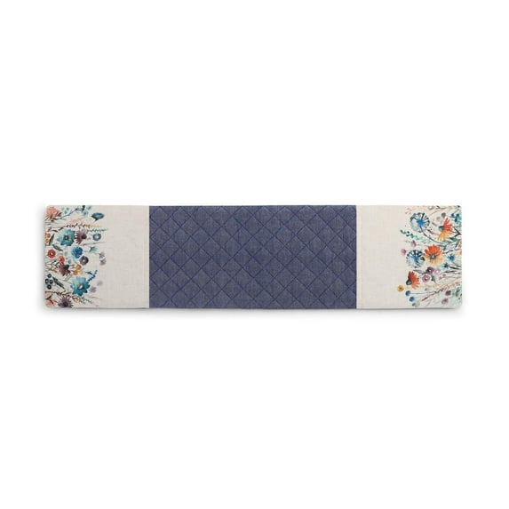 DEMDACO Flower Quilted Floral Blue 30 x 8 Cotton Blend Fabric Double Oven Mitt