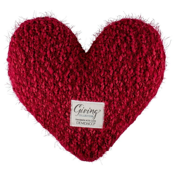 DEMDACO Giving Heart Cranberry Red 10 x 11 Cotton Weighted Plush Decorative Throw Pillow
