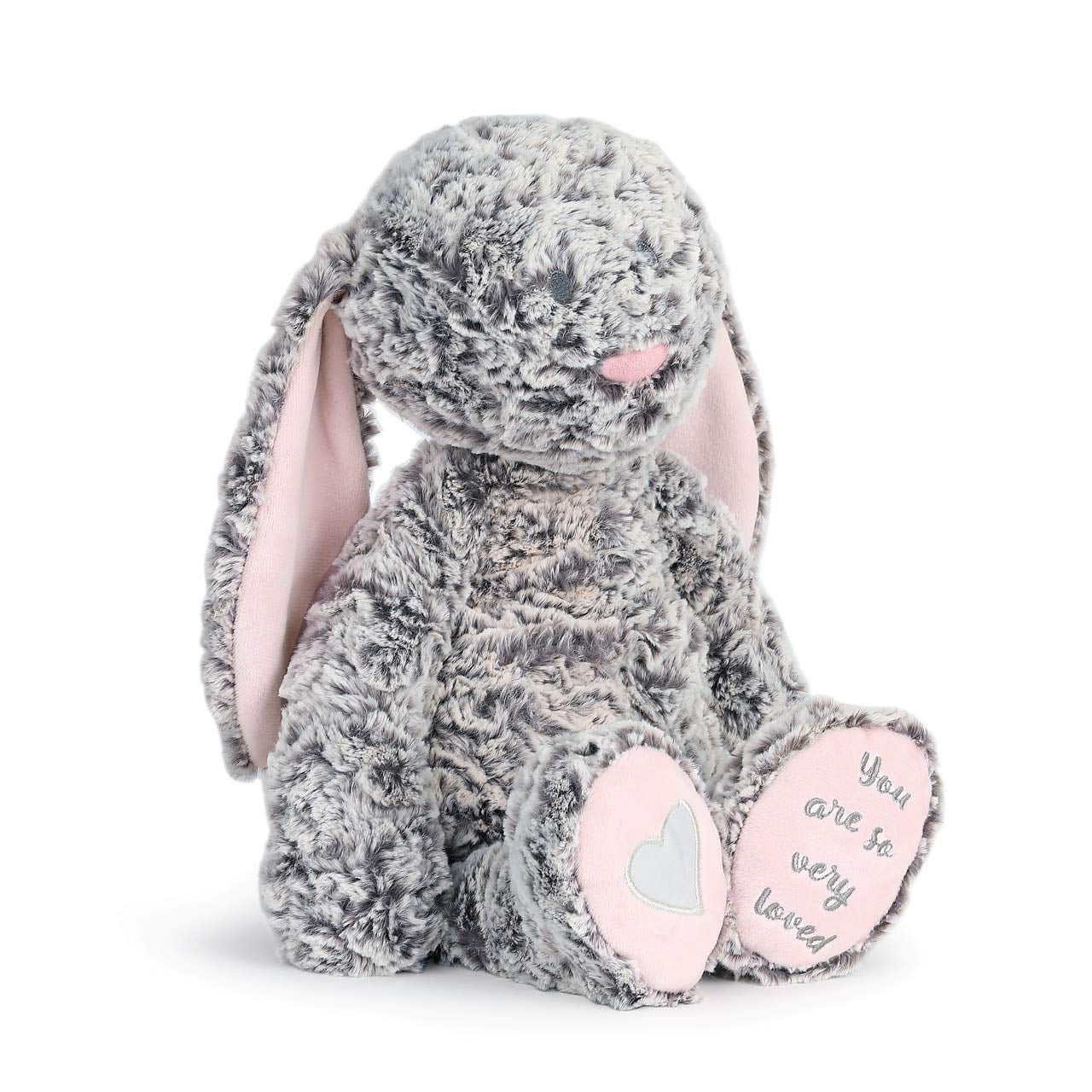 DEMDACO Isabella Bunny You are So Very Loved Pink and Grey 12 inch Soft Plush Fabric Cuddle Stuffed Animal