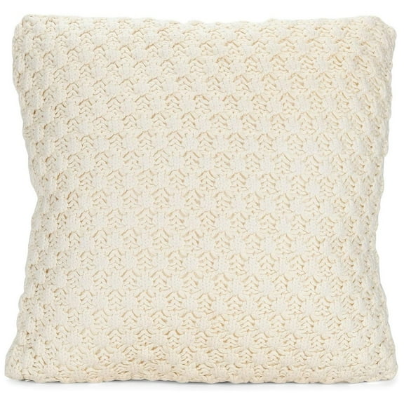 DEMDACO Large Open Weave Soft Cream 16 x 16 Cotton and Polyester Fabric Throw Pillow